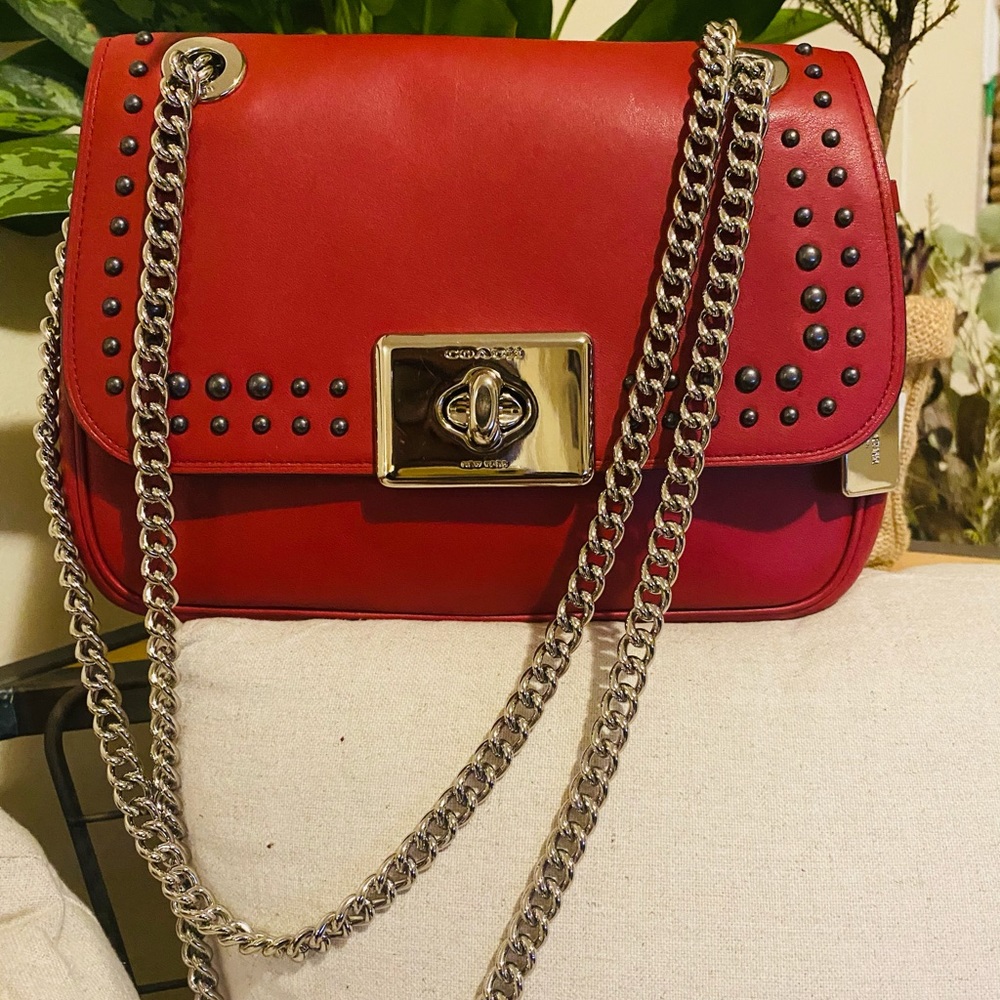 Red coach evening bag